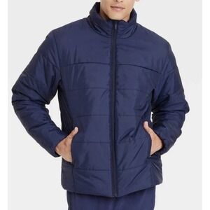 Mens Mid Weight Puffer Jacket - All in Motion 3M Thinsulate Navy Blue M NWT $55